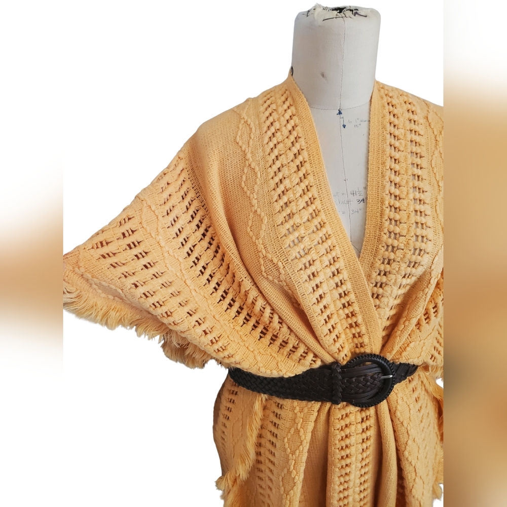 Antthony Women's Cozy Knit Fringe Poncho - Orange - OS - Picture 2 of 9